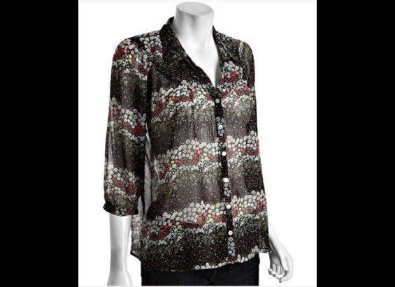 Heartloom - black chiffon floral print 'Stella' blouse, $58.39