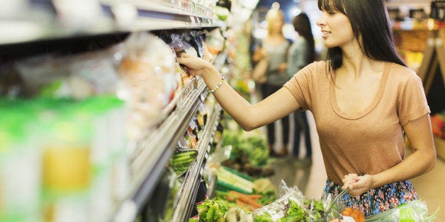 Woman shopping in grocery store