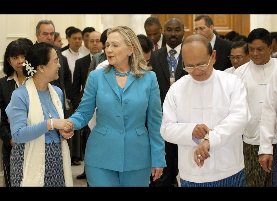 Myanmar First Lady Khin Khin Win with President Thein Sein