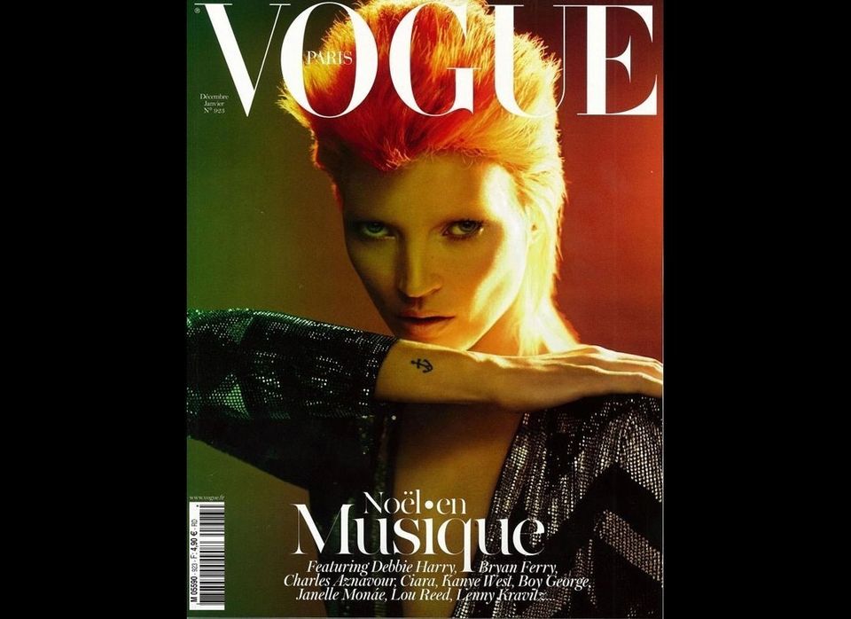 Vogue Paris, December 2011: Kate Moss as David Bowie