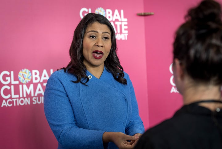 San Francisco Mayor London Breed speaks during an interview at the Global Climate Action Summit in San Francisco on Thursday,