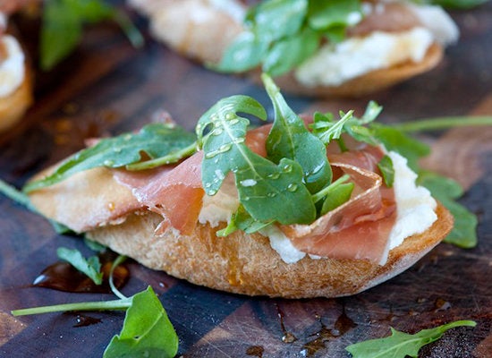 Prosciutto And Ricotta Crostini With Honey