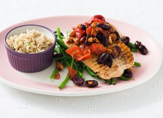 Grilled Turkey Cutlets With Olives And Almonds