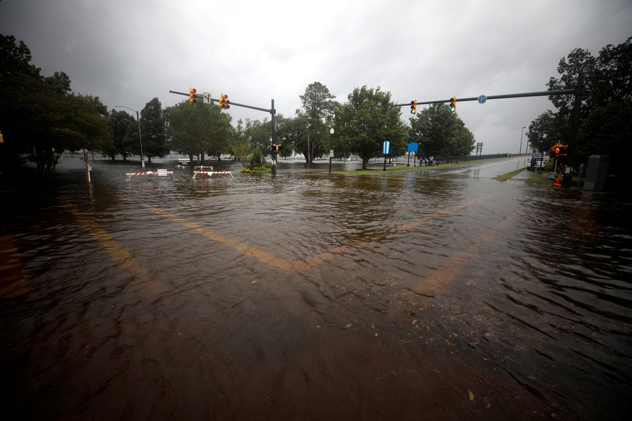 A flooded street in New Bern.