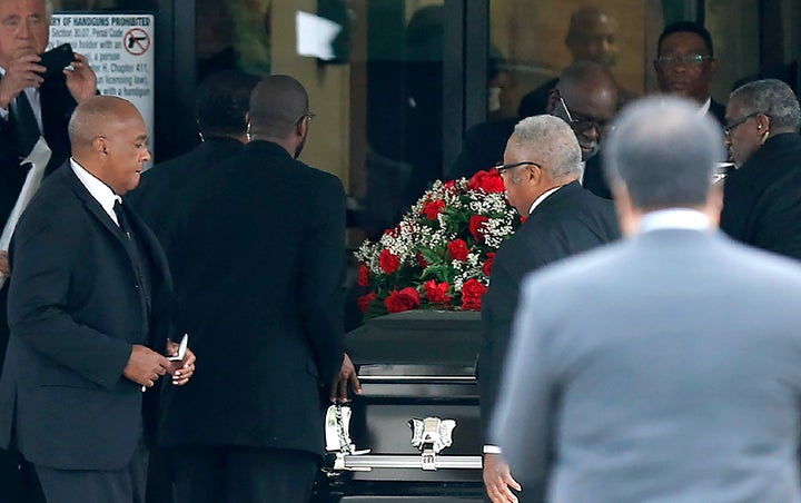 The coffin wearing Botham Shem Jean arrived Thursday at the Christ Church from Greenville Avenue in Richardson, Texas.