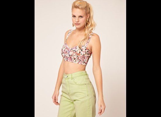 ASOS Cropped Corset In Floral Print, $40