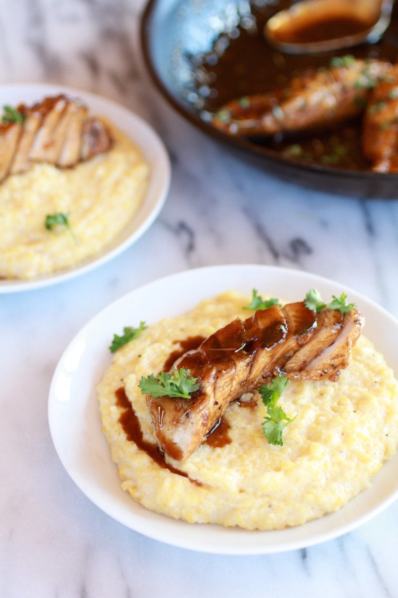 Balsamic Orange Glazed Chicken with Creamy Goat Cheese Polenta