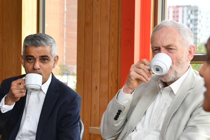 Labour leader Jeremy Corbyn and the Mayor of London Sadiq Khan canvassing