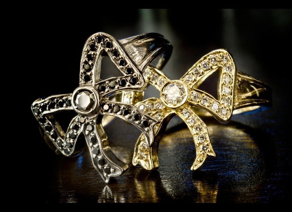 Rodium & Yellow Gold Bow Rings, $4,400