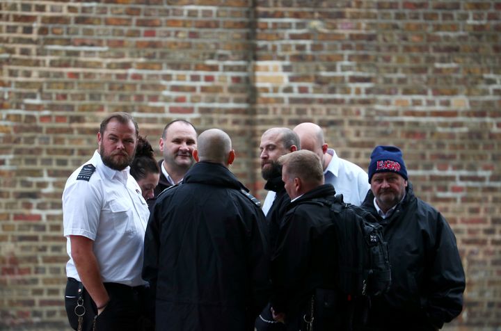 Prison officers stage a protest walkout outside Wormwood Scrubs Prison in London, Britain, September 14, 2018