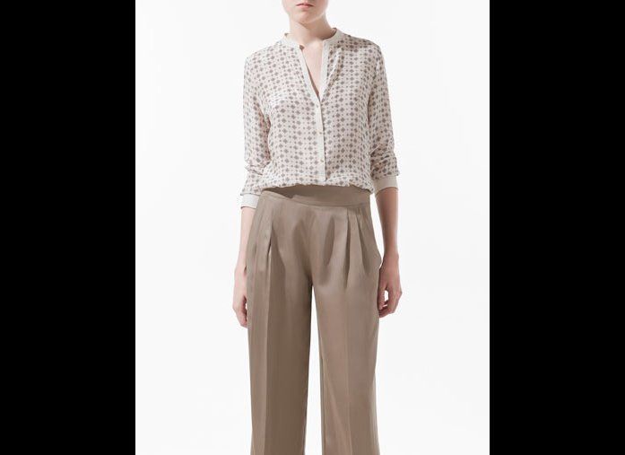 Zara Tie Print Silk Shirt, $80