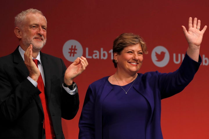 Shadow Foreign Secretary Emily Thornberry with Jeremy Corbyn.