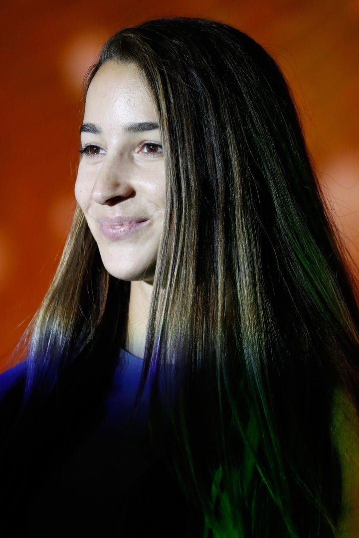 Raisman sans makeup on the runway in New York, Sept. 13.