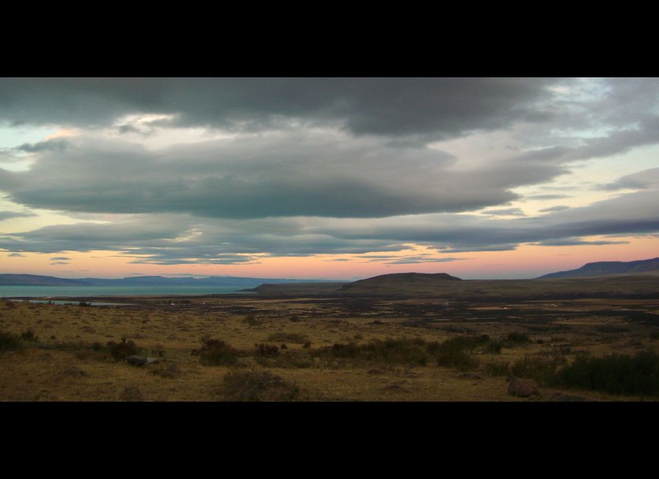 Sunset across Lake Argentino and the Patagonia Steppe from Eolo Lodge