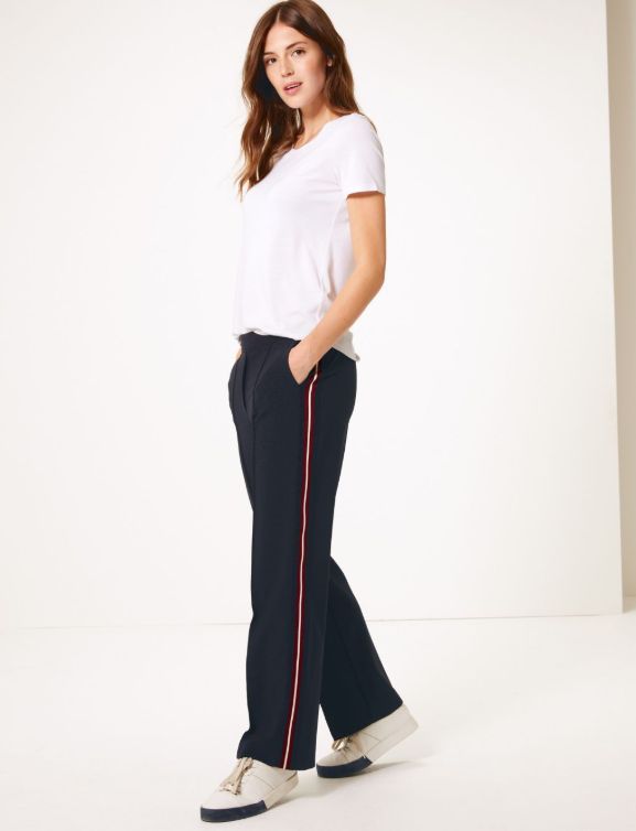 Marks and Spencer,&nbsp;Straight Leg Side Stripe Trouser, &pound;35