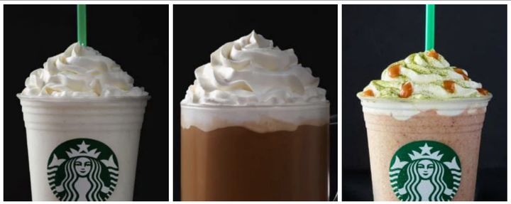 Left to right: The Cotton Candy Frappuccino, White Chocolate Mocha and Fruitcake Frappuccino are three off-menu drinks your Starbucks barista can still make for you.