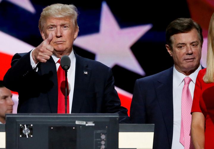 Paul Manafort, pictured right next to Donald Trump, has agreed to cooperate with the probe into Russian election meddling