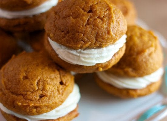 Pumpkin Whoopie Pies with Maple-Cream Cheese Filling - Brown Eyed Baker