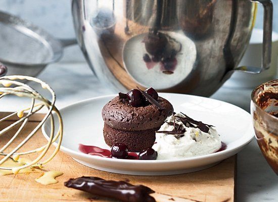 Warm Chocolate Cakes With Brandied Cherries
