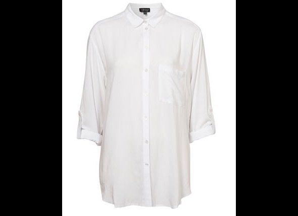 White Rolled Sleeve Shirt, $50