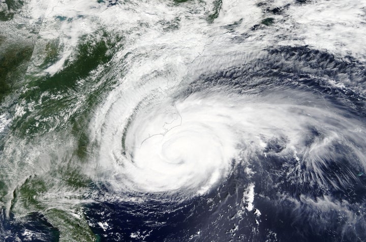 Hurricane Florence is seen off the East Coast of the United States on Sept. 13, 2018.