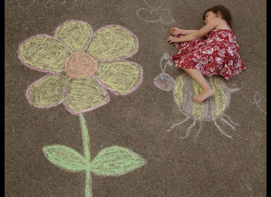 Flower Child Sidewalk Chalk Art - A Creative Kids Photo Op