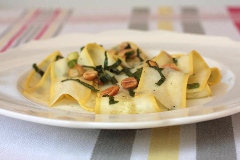 Summer Squash Ribbons With Thai Basil And Peanuts