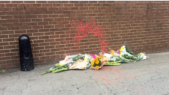 Tributes have been left at the scene where Michael Cash was sprayed with paint in Normanby 