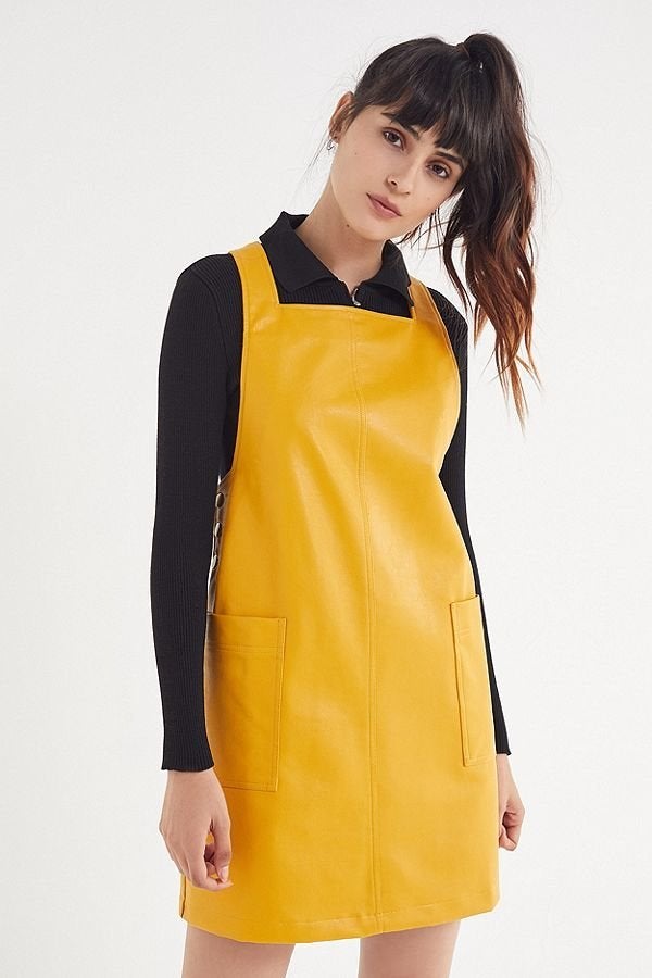 Yellow denim hot sale overall dress