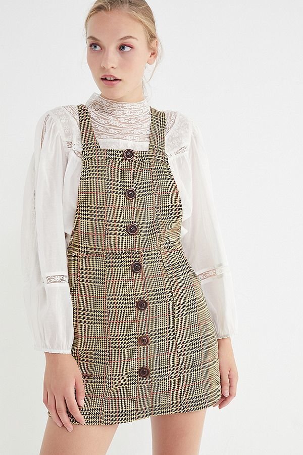 button down overall dress