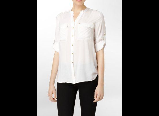 Calvin Klein Lightweight "Challis" Roll-Up Shirt, $44