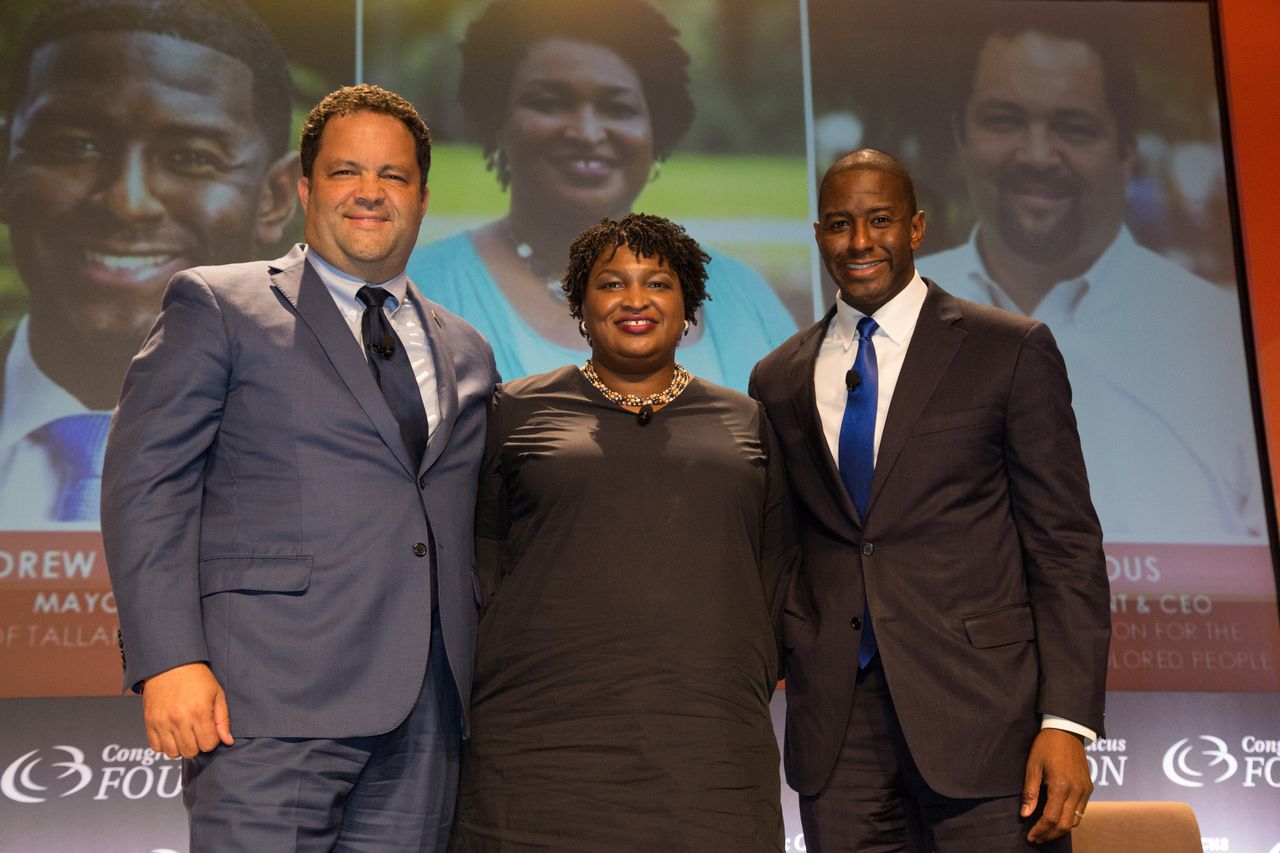 Democratic nominee for governor of Maryland Ben Jealous; Democratic nominee for governor of Georgia Stacey Abrams; and Democratic nominee for governor of Florida Andrew Gillum.
