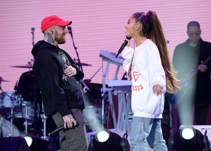 Mac Miller and Ariana Grande perform at the One Love Manchester Benefit Concert in June 2017.
