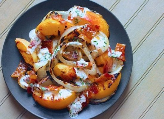 Grilled Peach, Vidalia Onion And Bacon Salad