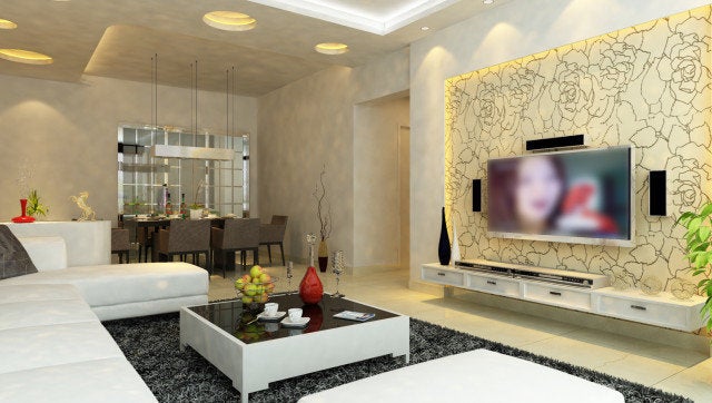 Interior fashionable living-room rendering