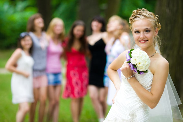 the bride and her friends are...