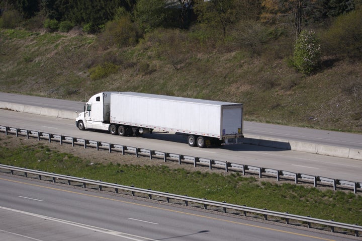 white semi on the highway