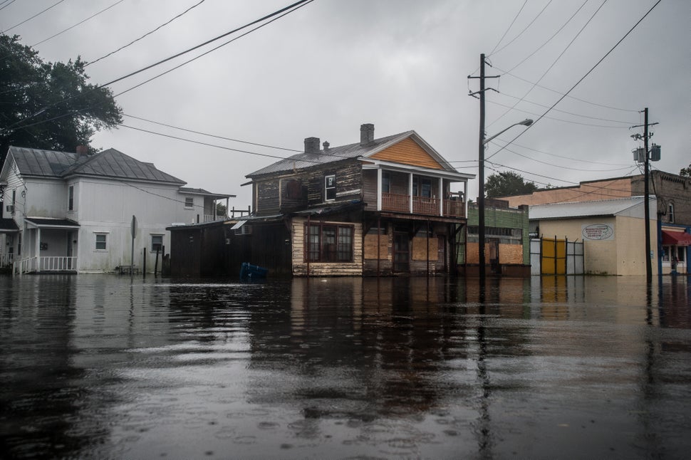 Flooding began in downtown Washington, North Carolina, on Thursday night as Hurricane Florence made landfall, and continued e