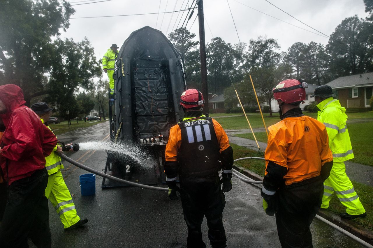 State of New Jersey Office of Emergency Management search and rescue teams made their way to Washington, North Carolina, to aid in water rescues on Friday.
