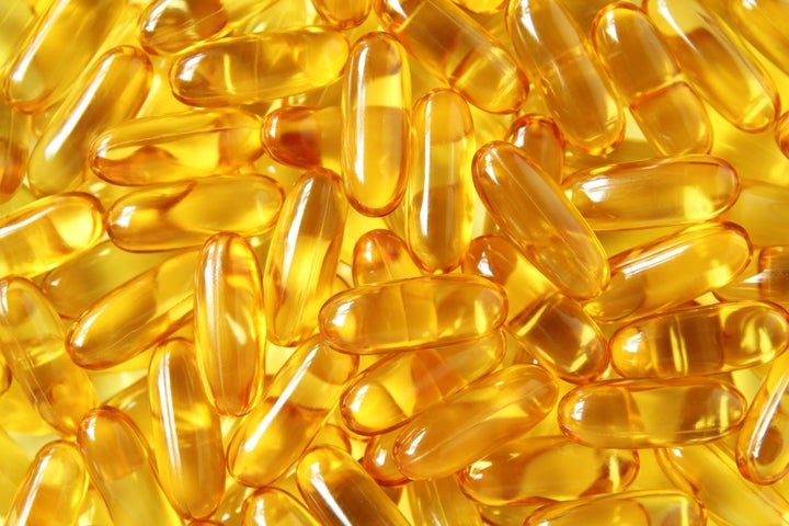 fish oil capsules.close up.