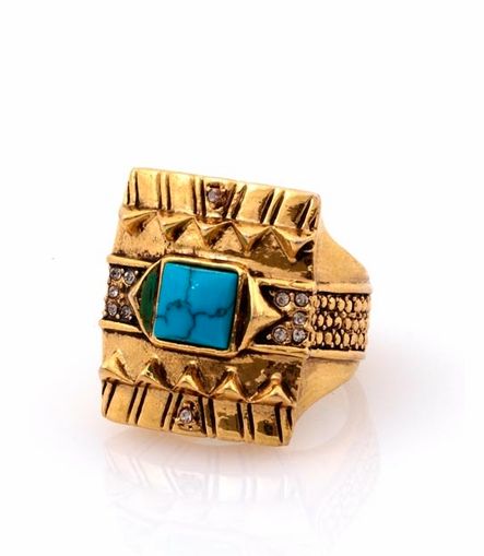 House of Harlow 1960 14K Gold Square Cocktail Ring with Turquoise, $59