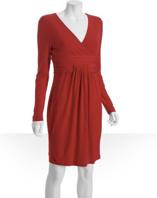 Calvin Klein Red Jersey Pleat Front Long Sleeve Dress, $39