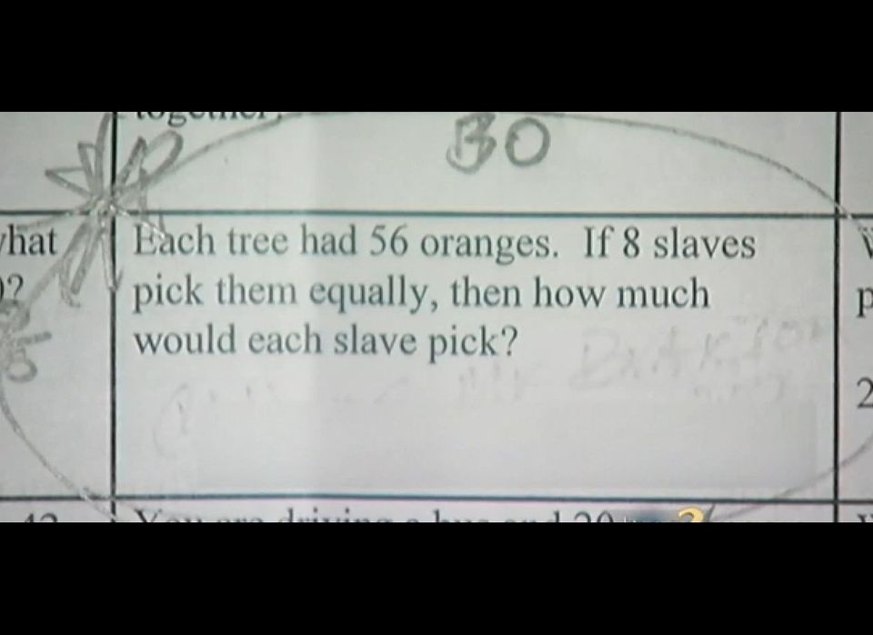 Slavery Examples Used On Math Worksheet