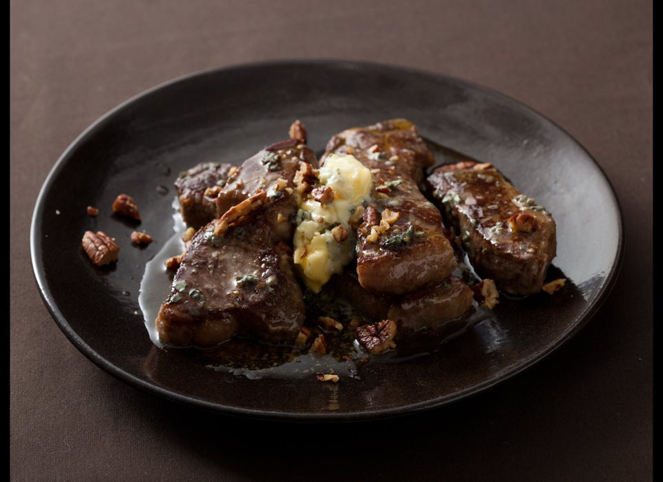 Strip Steak With Blue-Cheese Butter And Toasted Pecans