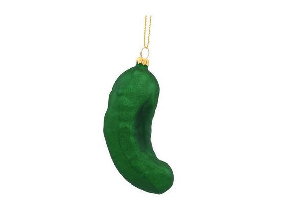 Green Pickle Glass Ornament