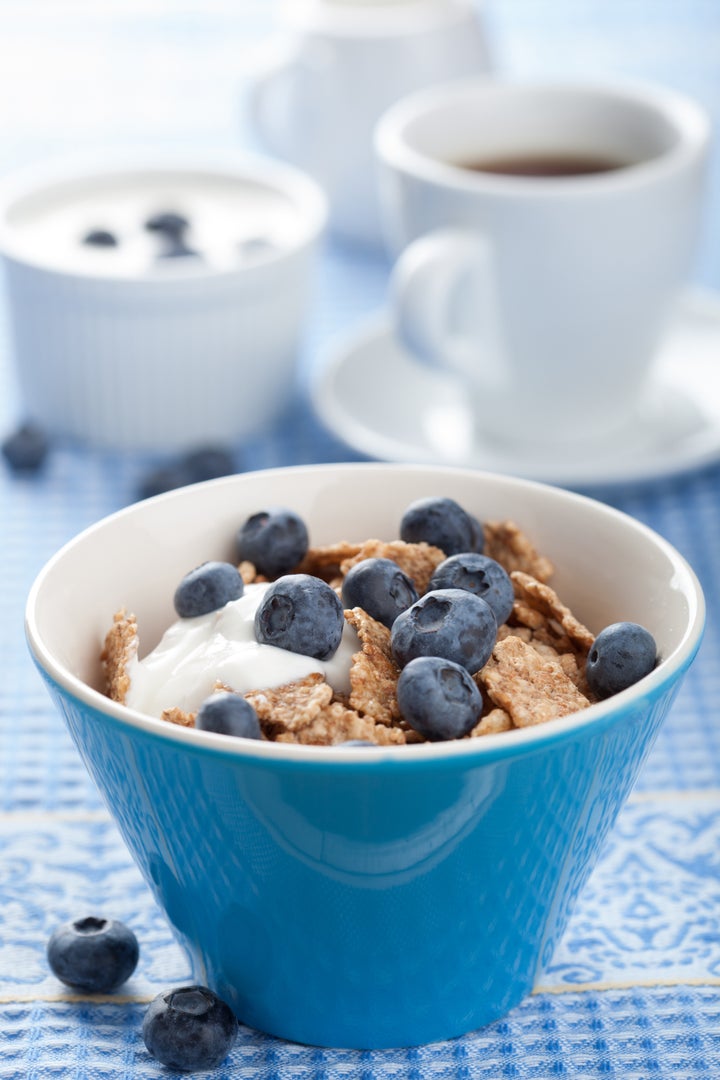 cornflakes with blueberry and...