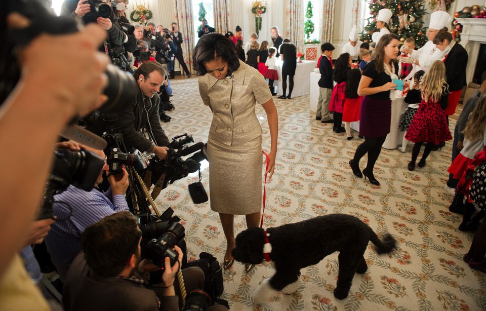 Michelle Obama with Bo at the White House