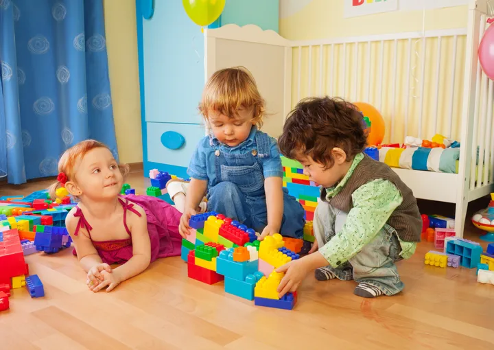 Alex and Lyndon Playing with Toy Blocks  Kids Learn that Sharing is Caring  