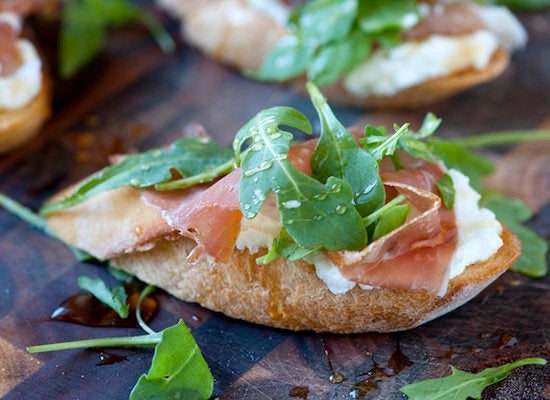 Prosciutto And Ricotta Crostini With Honey