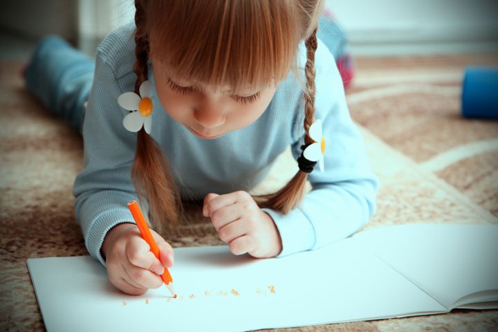 cute child draw with colorful...